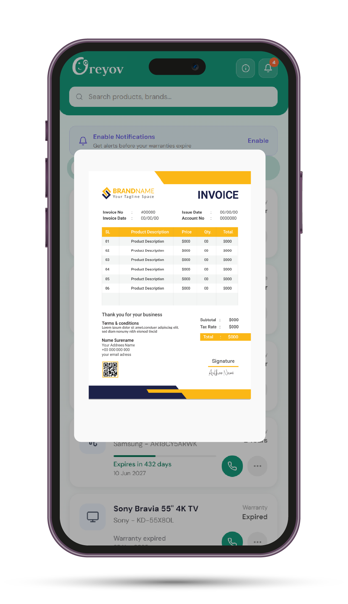 Invoice Vault screen